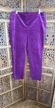 J Jill Purple Velvet Slim Pants Size 12